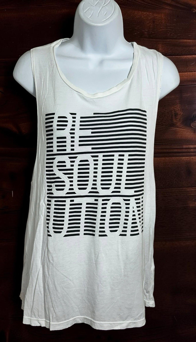 Womens Soulcycle White Muscle Tank Top Sz Large Sleeveless Athletic Gym Shirt